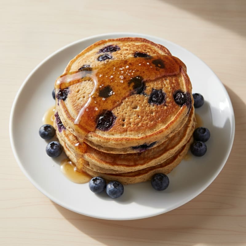 Blueberry Protein Pancakes with Maple Glaze