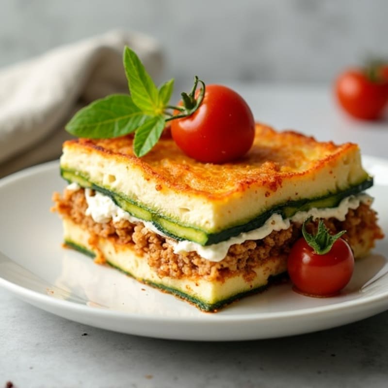 Lean Ground Turkey and Ricotta Layered Zucchini Bake