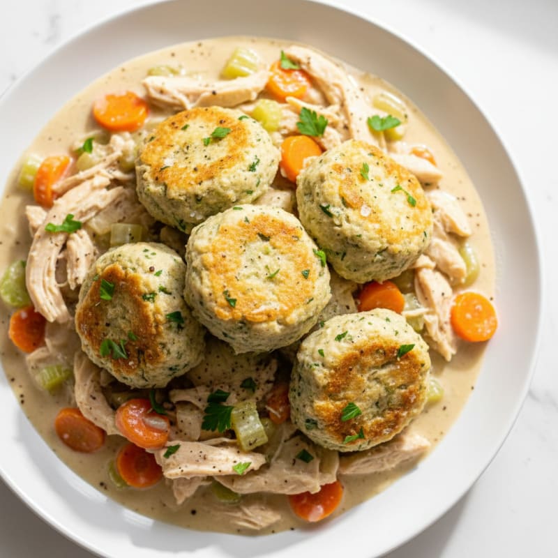 Creamy Chicken and Tender Herb Dumplings