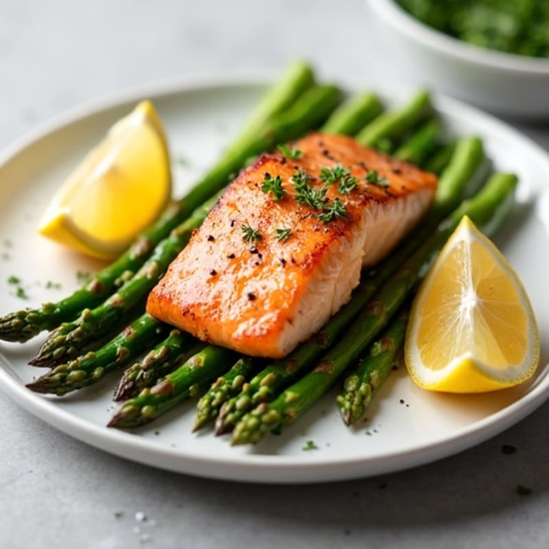 Seared Salmon Fillet with Roasted Asparagus