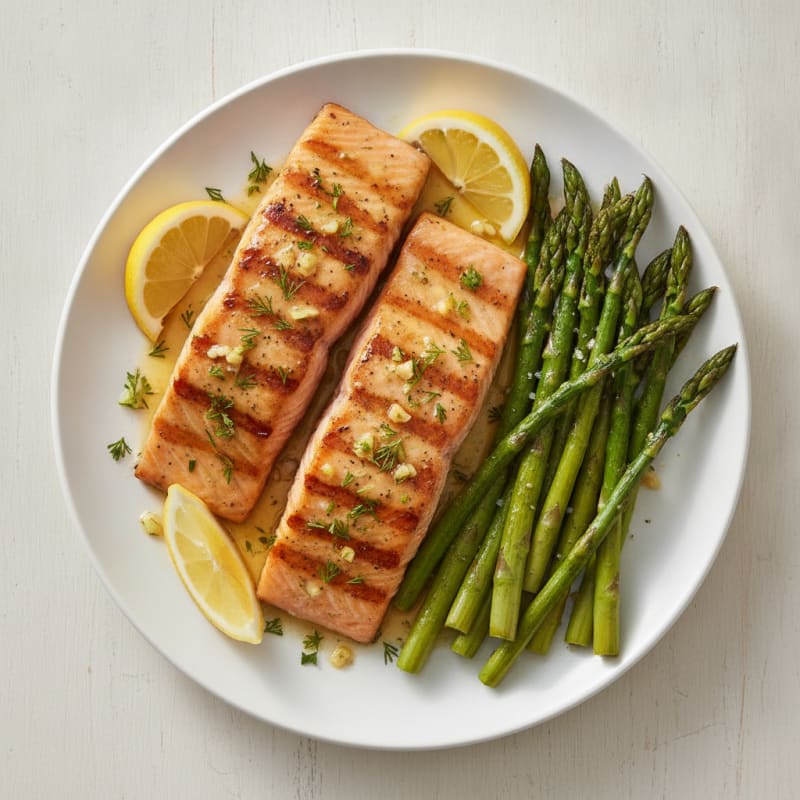 Lemon Herb Grilled Salmon with Asparagus