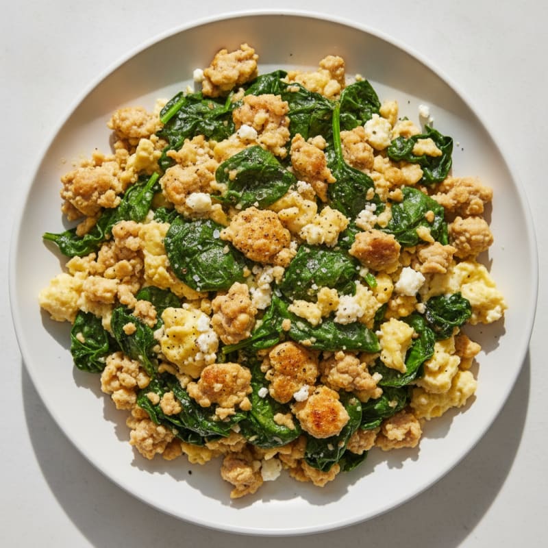 Ground Turkey and Spinach Scramble