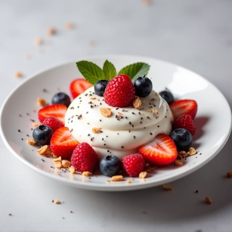 Greek Yogurt Protein Mousse with Mixed Berries
