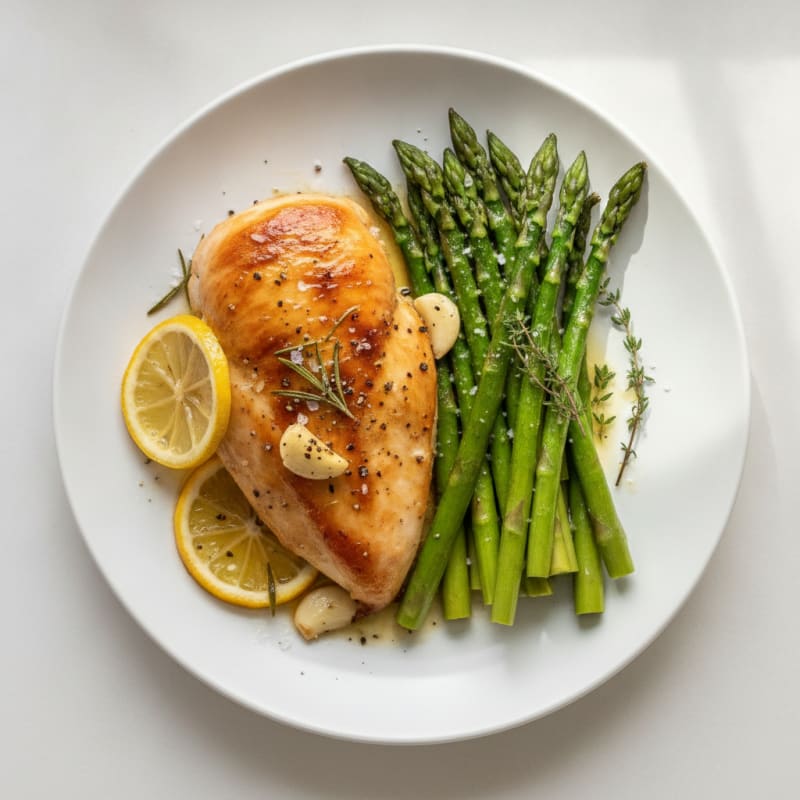Lemon-Herb Roasted Chicken with Asparagus
