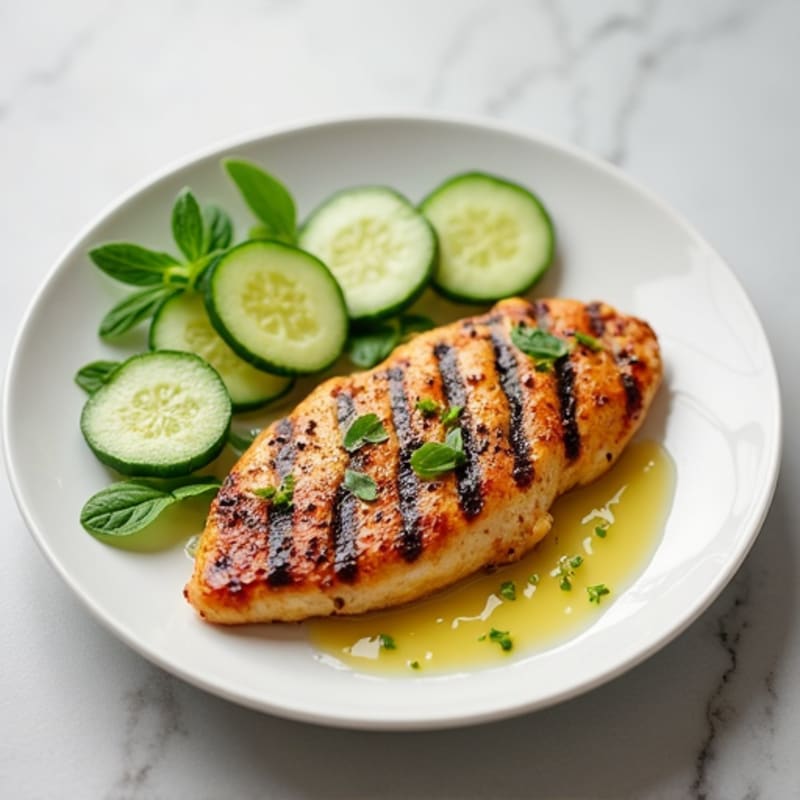 Grilled Chicken Breast with Sliced Cucumbers