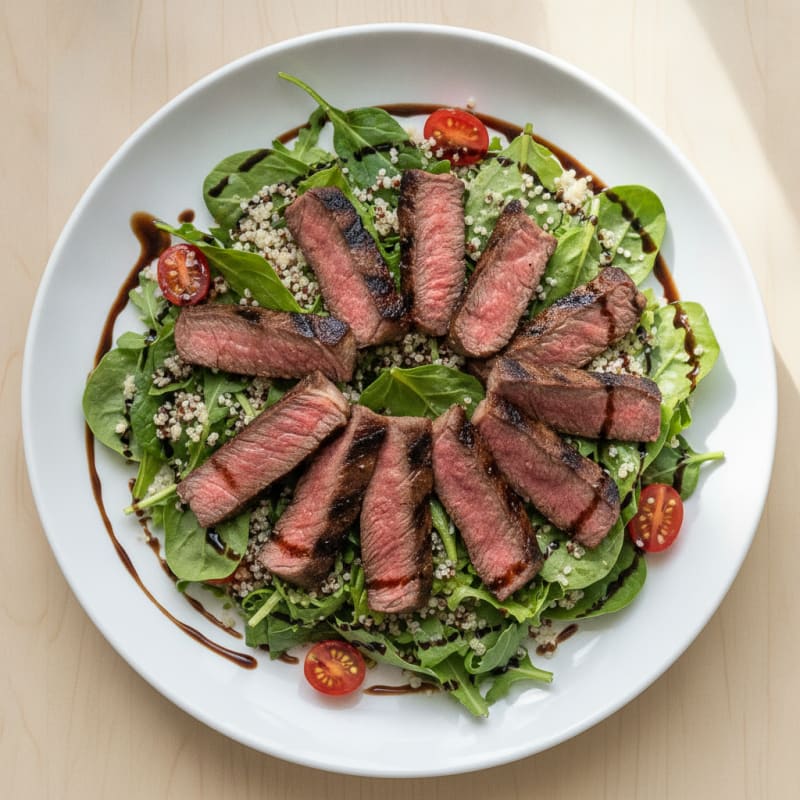 Grilled Steak Salad with Mixed Greens and Quinoa