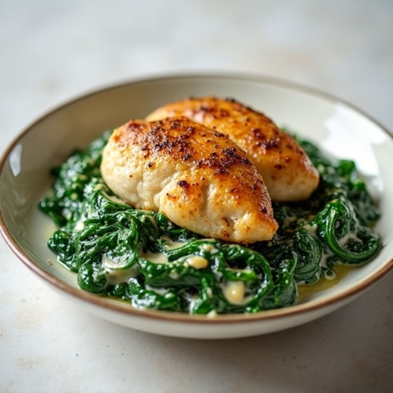 Pan-Seared Chicken with Creamy Garlic Spinach
