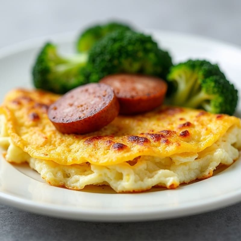 Egg White Omelette with Chicken Sausage and Sautéed Broccoli