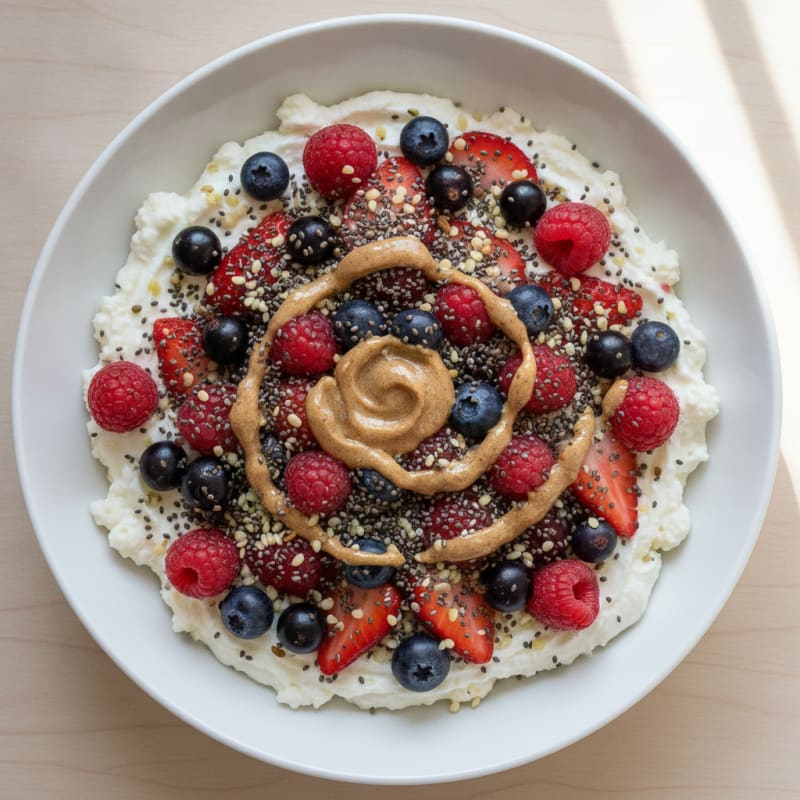 Silky Greek Yogurt Protein Bowl with Mixed Berries and Chia Seeds