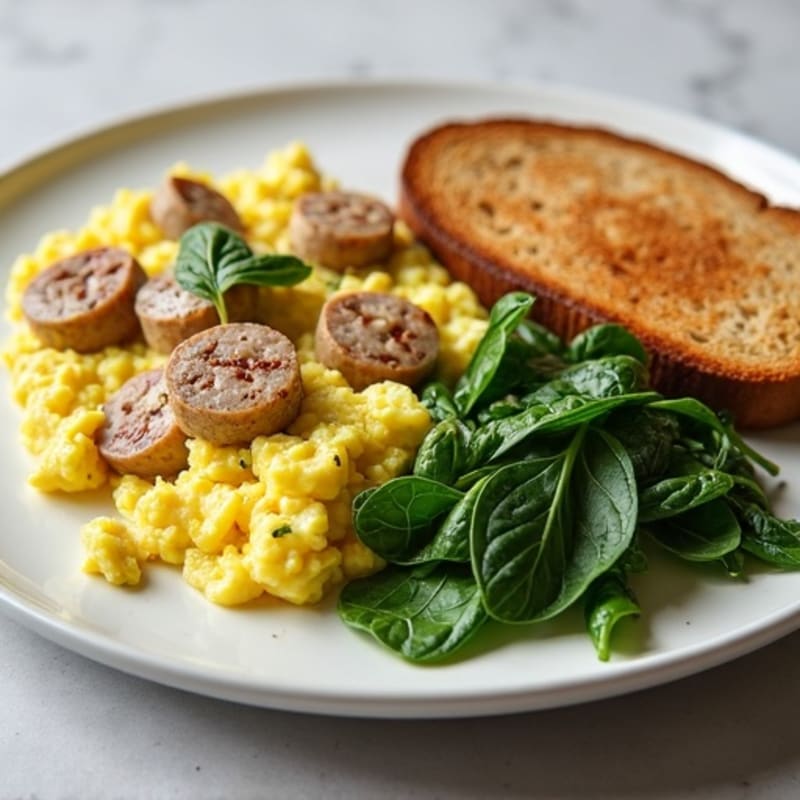 Egg White and Turkey Sausage Scramble with Spinach