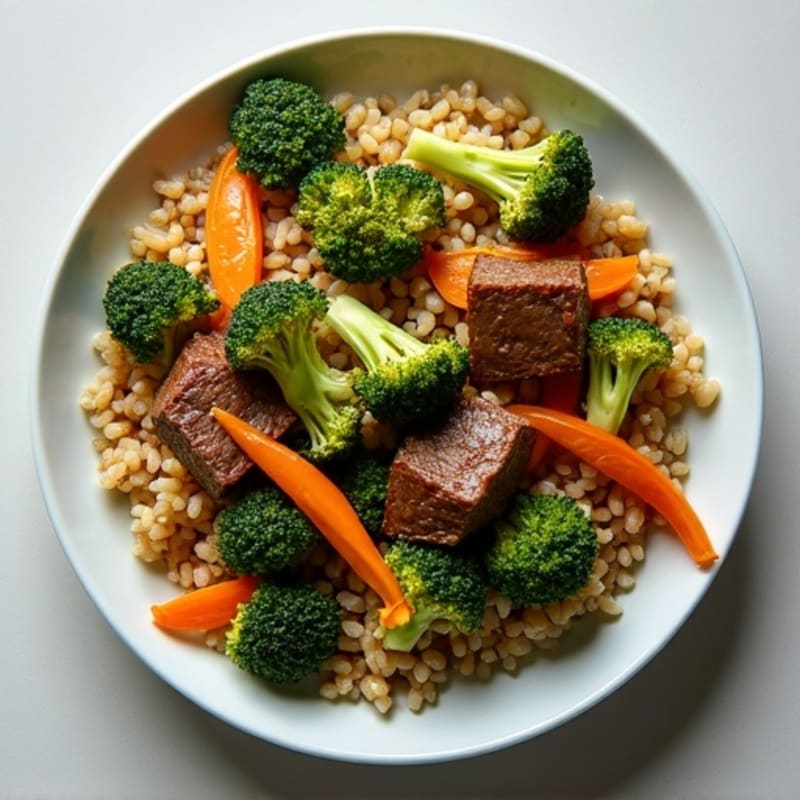 Lean Beef and Crispy Broccoli Stir-Fry with Brown Rice