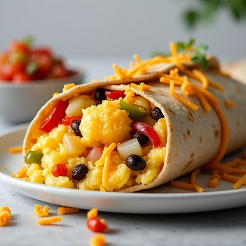 Loaded Egg and Black Bean Breakfast Burrito