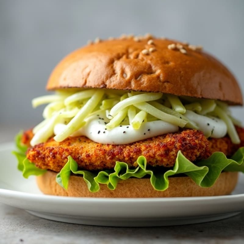 Crispy Baked Chicken Sandwich with Greek Yogurt Slaw