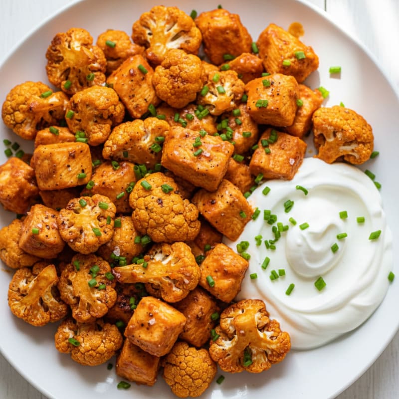 Crispy Buffalo Roasted Cauliflower Bites