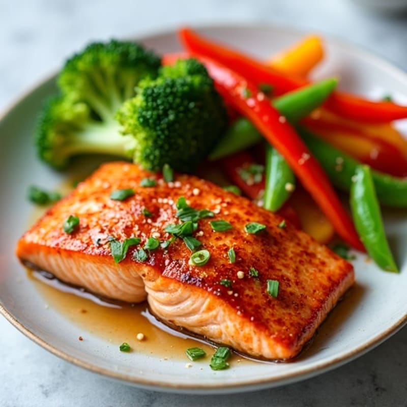 Honey-Ginger Glazed Salmon with Sesame Vegetables