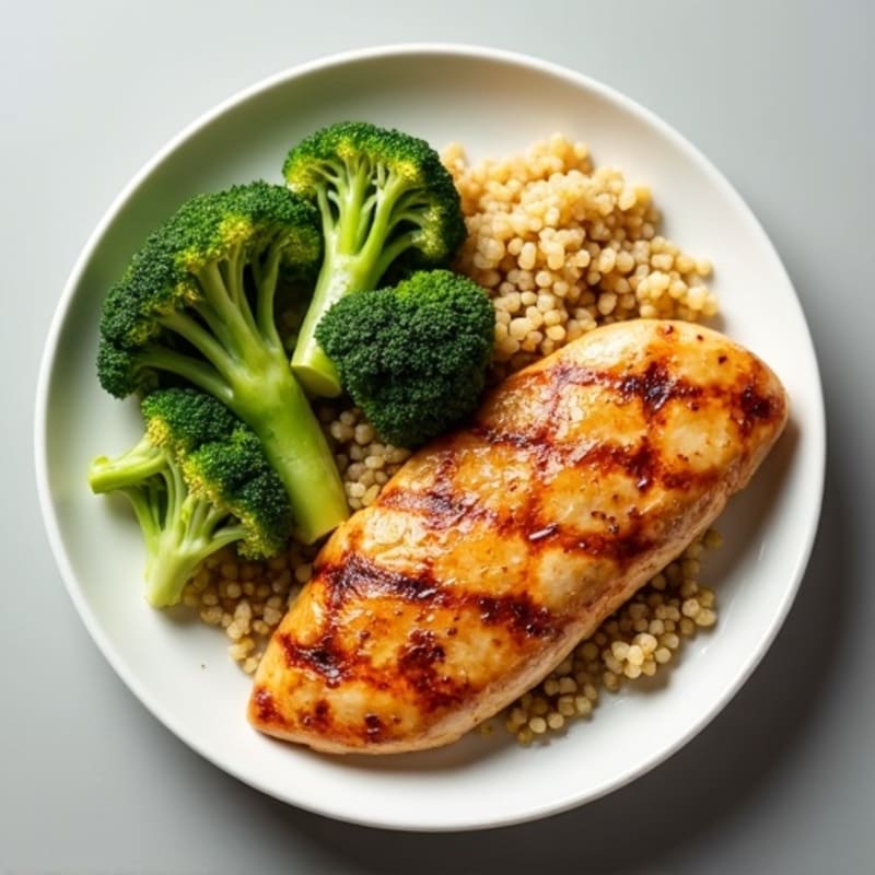 Grilled Chicken Breast with Roasted Broccoli and Quinoa