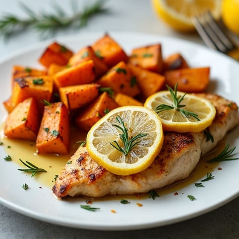 Sheet Pan Lemon-Herb Chicken with Roasted Sweet Potatoes