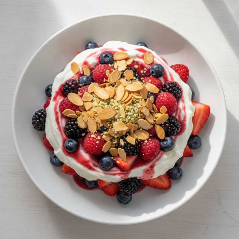 Greek Yogurt Protein Parfait with Mixed Berries