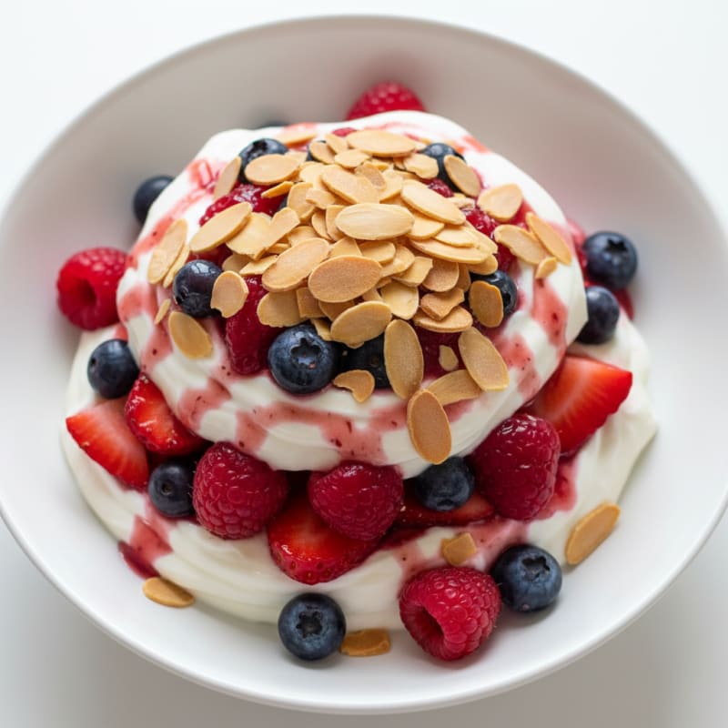 Greek Yogurt Protein Parfait with Mixed Berries and Almonds