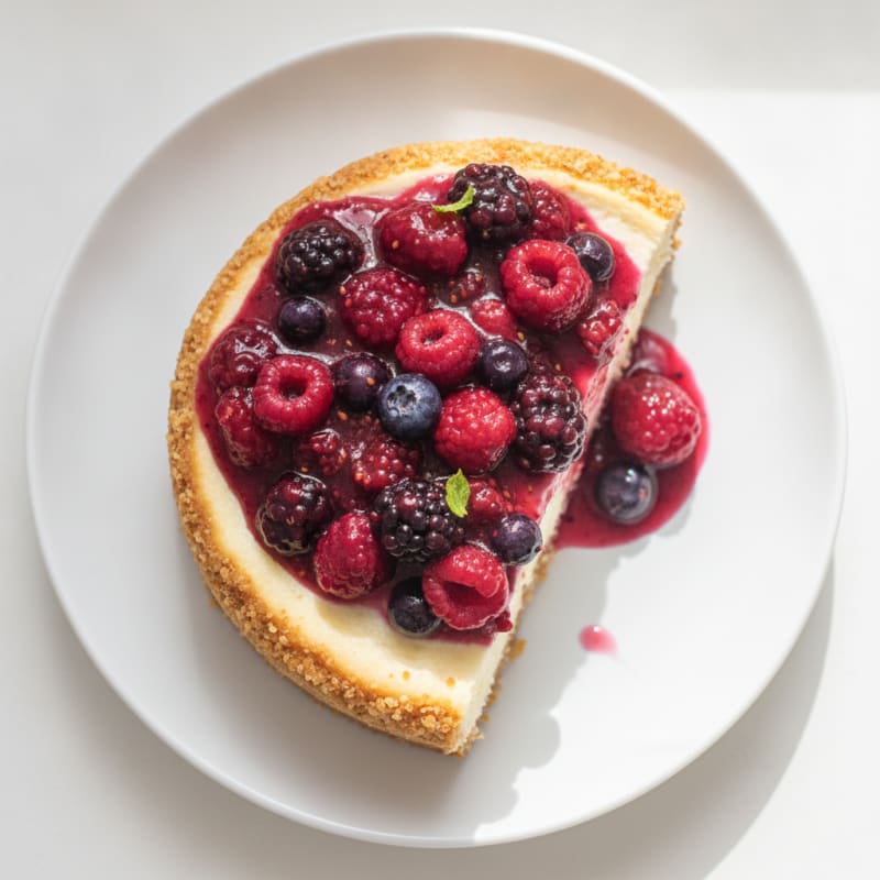 Greek Yogurt Protein Cheesecake with Mixed Berries