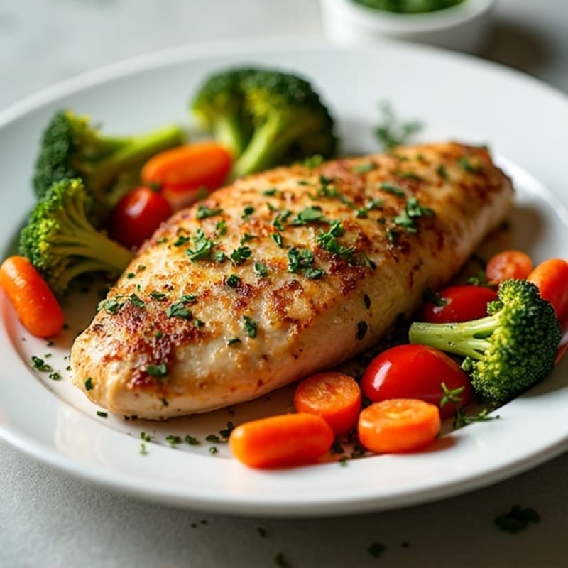 Herb-Crusted Pan Seared Chicken with Roasted Vegetables