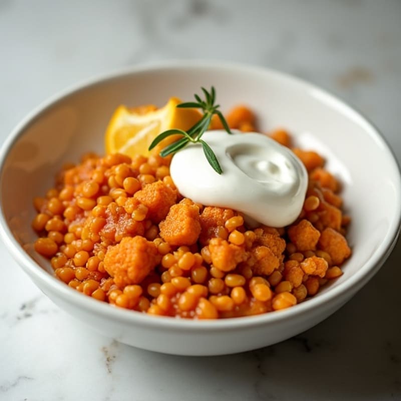 Creamy Spiced Red Lentils with Roasted Cauliflower