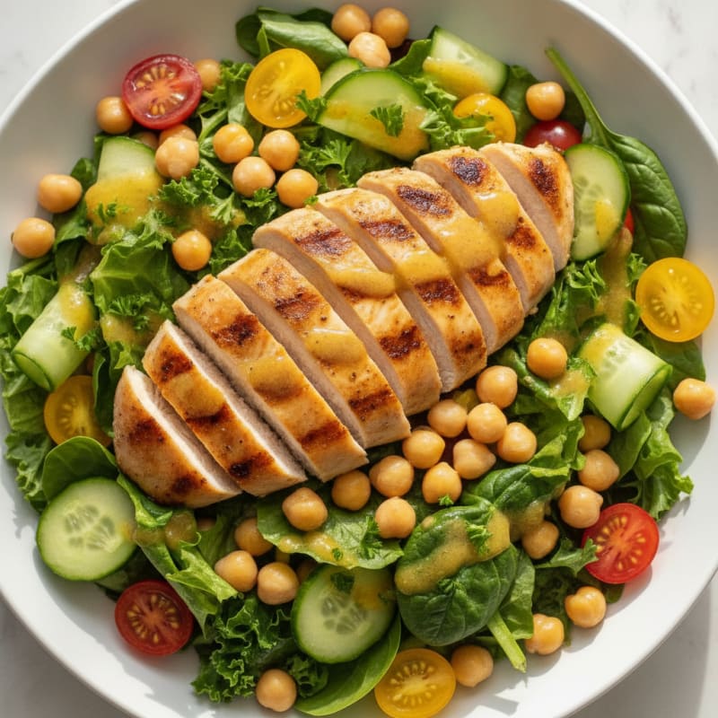 Grilled Chicken Breast Salad with Chickpeas and Lemon Vinaigrette
