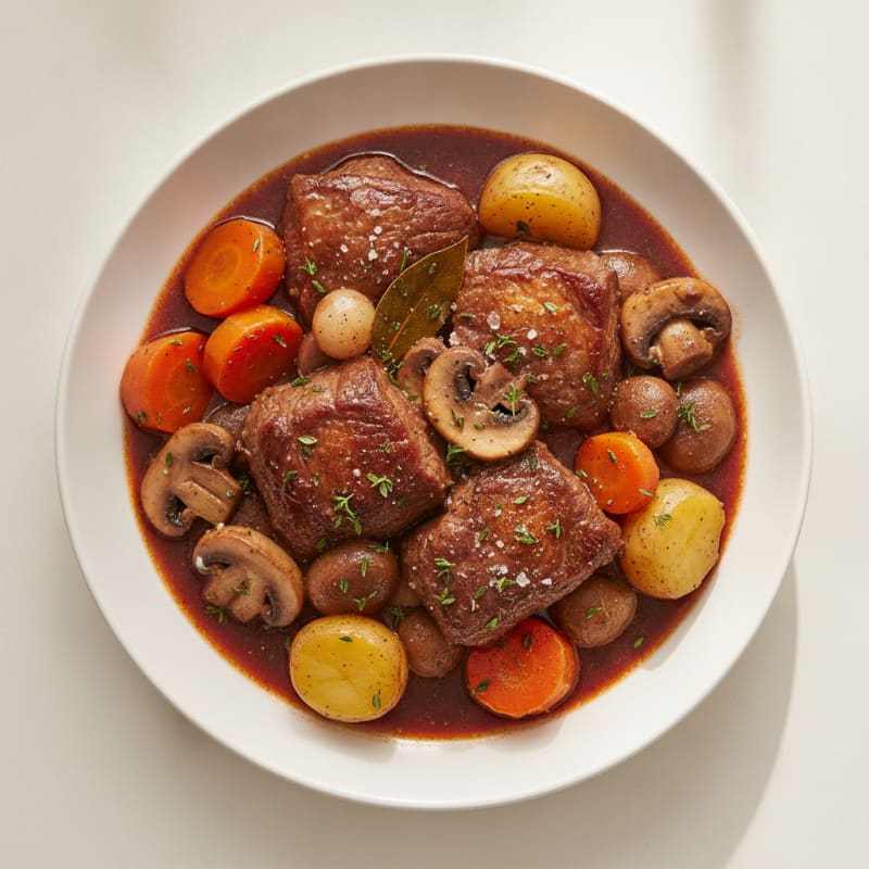 Beef Bourguignon with Root Vegetables