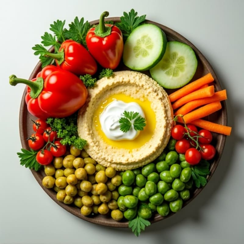 Creamy Lemon Herb Hummus Platter with Crisp Fresh Vegetables