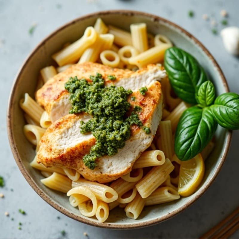 Fresh Pesto Chicken with Whole Wheat Pasta