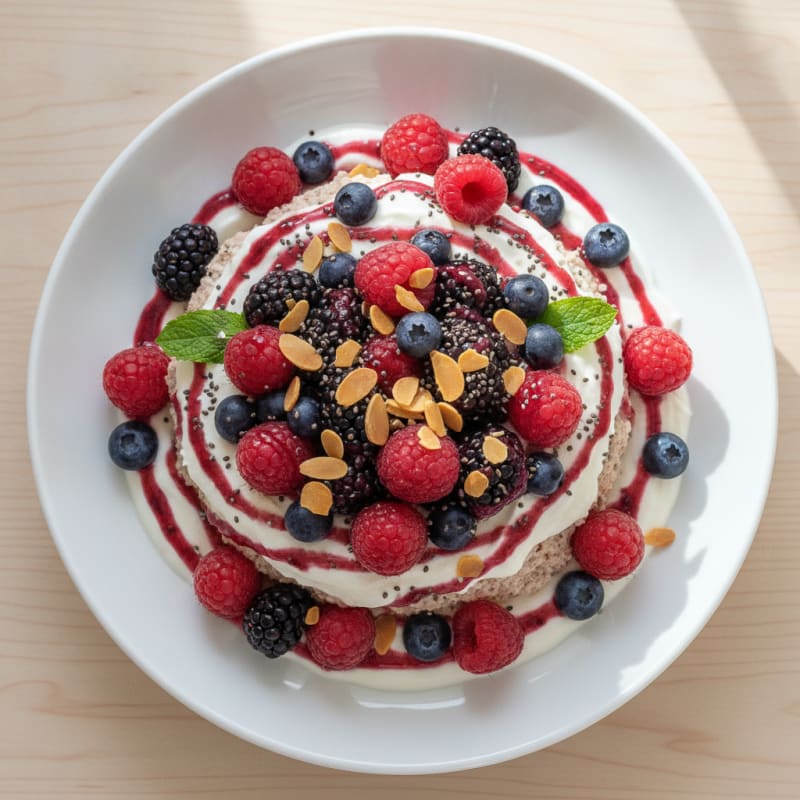 Greek Yogurt Protein Parfait with Mixed Berries
