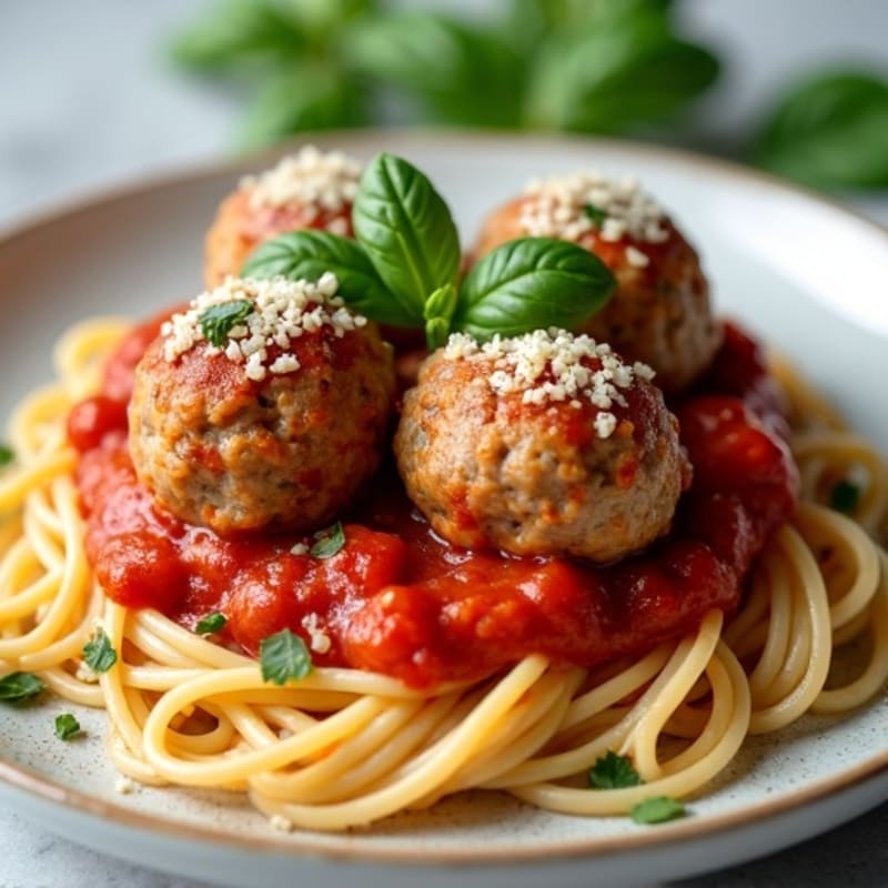 Juicy Lean Turkey Meatballs with Whole Wheat Spaghetti and Fresh Basil Marinara