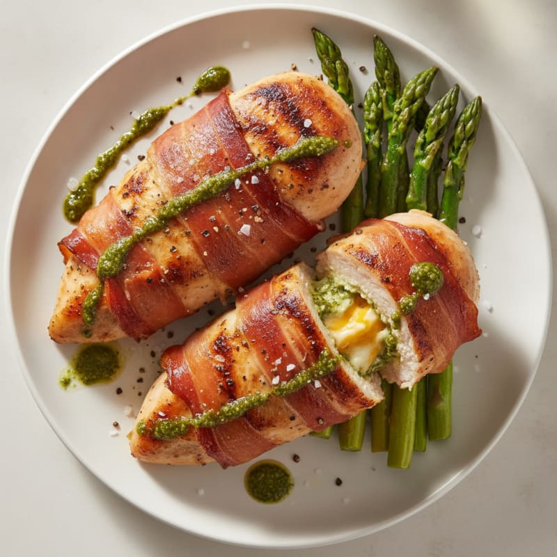Pesto Chicken with Cheddar and Prosciutto