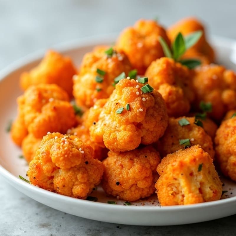 Crispy Buffalo Roasted Cauliflower Bites with Tofu