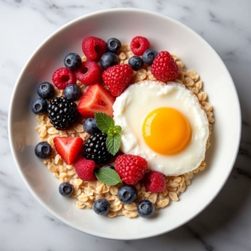 Fluffy Egg White Protein Oats with Berries