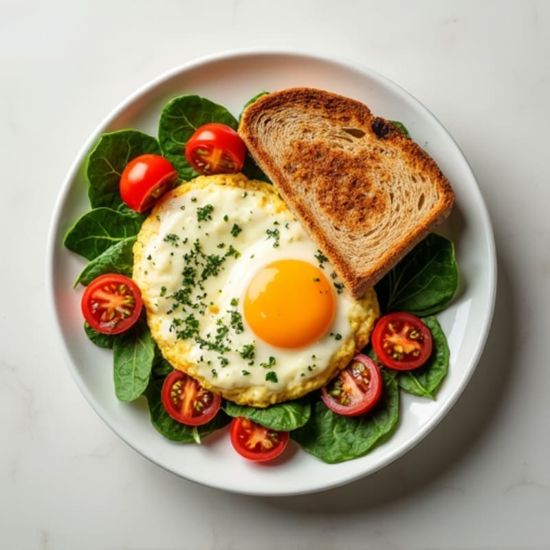 Egg White Spinach Scramble with Cherry Tomatoes