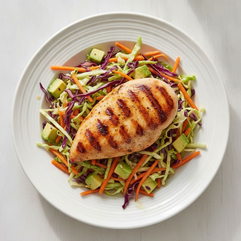 Grilled Chicken Breast with Crunchy Cabbage Slaw