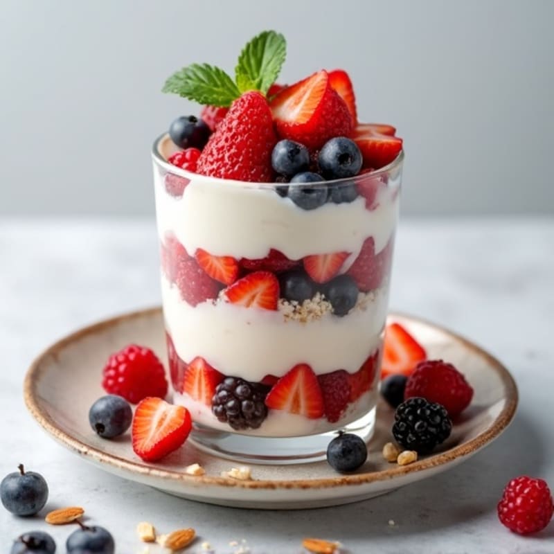 Greek Yogurt Protein Parfait with Mixed Berries