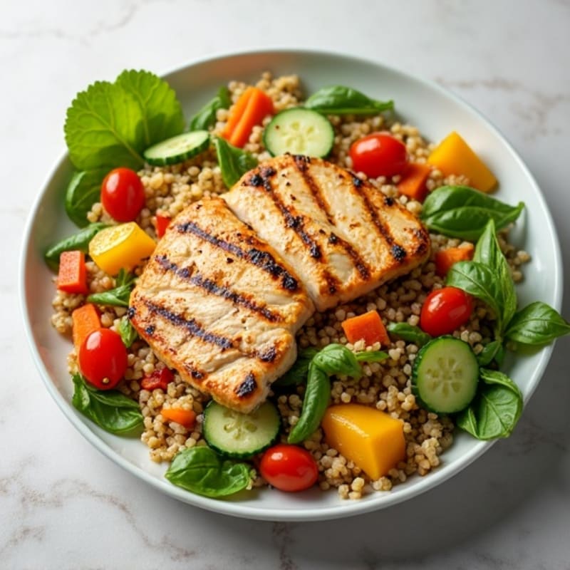Grilled Chicken and Quinoa Salad with Crunchy Vegetables