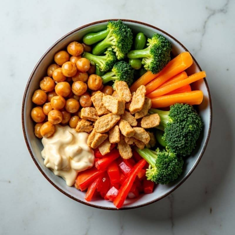 Crispy Roasted Chickpea and Vegetable Bowl with Creamy Tahini Dressing