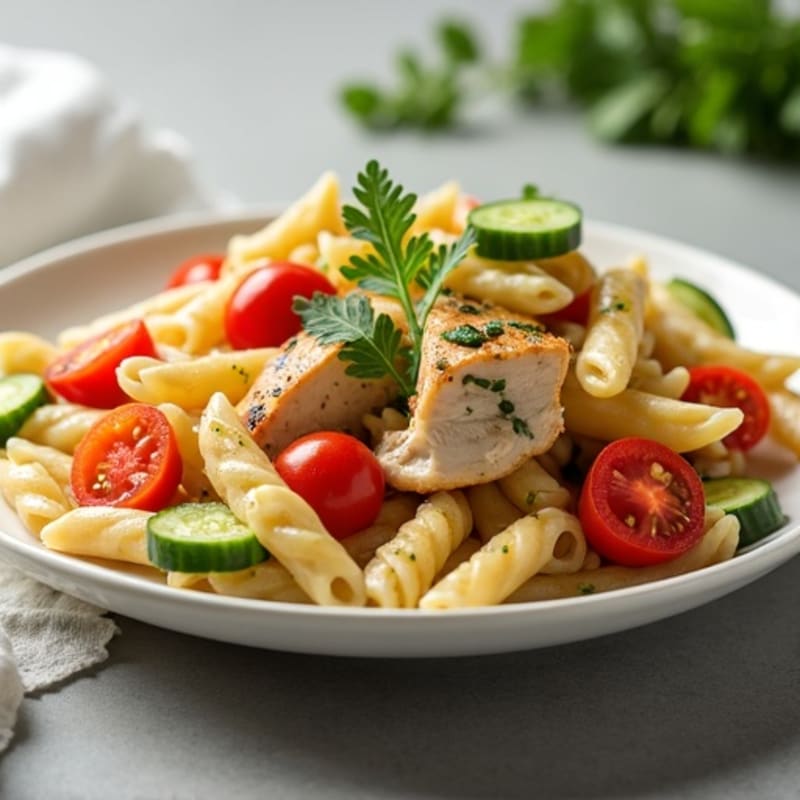 Fresh Lemon-Herb Chicken Pasta Salad with Crisp Veggies