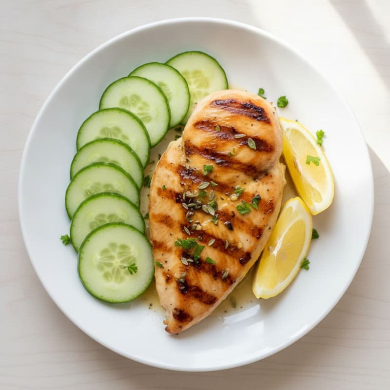 Lemon Herb Chicken Breast with Cucumber Slices