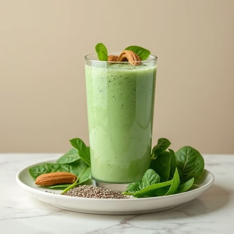 Silky Tofu Protein Smoothie with Chia and Spinach