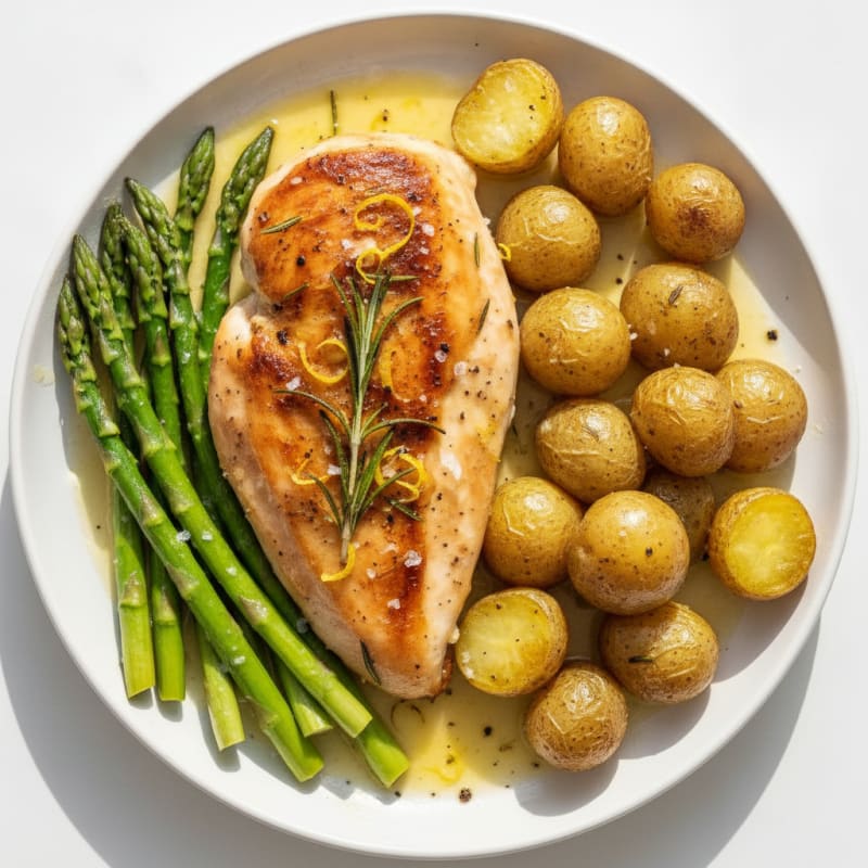Lemon Herb Roasted Chicken with Asparagus