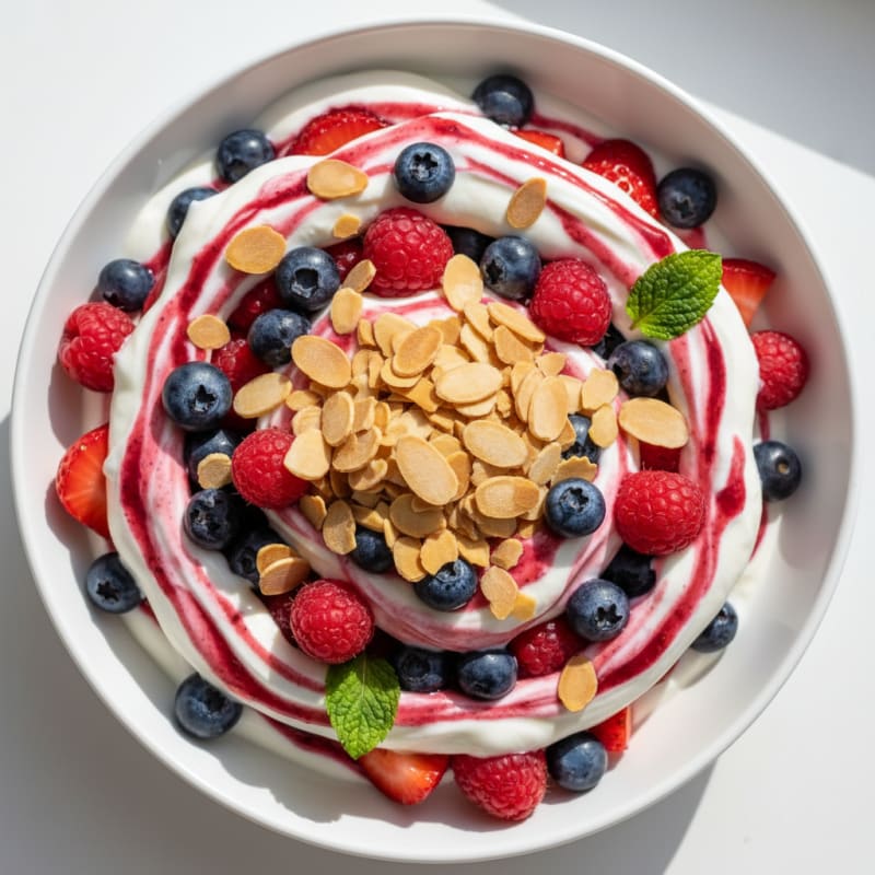 Greek Yogurt Protein Parfait with Berries and Almonds