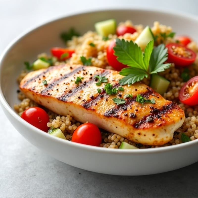 Grilled Chicken Breast with Crunchy Quinoa Salad