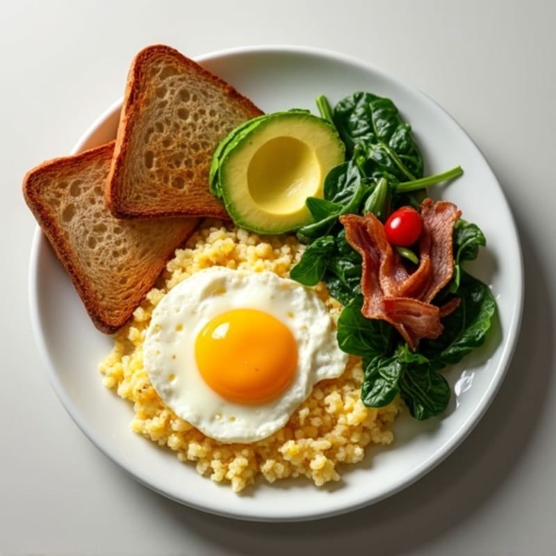 Egg White Scramble with Spinach and Turkey Bacon