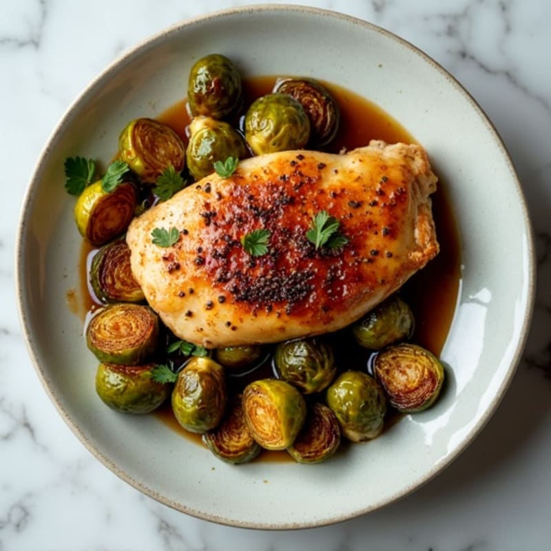 Roasted Chicken with Balsamic Glazed Brussels Sprouts