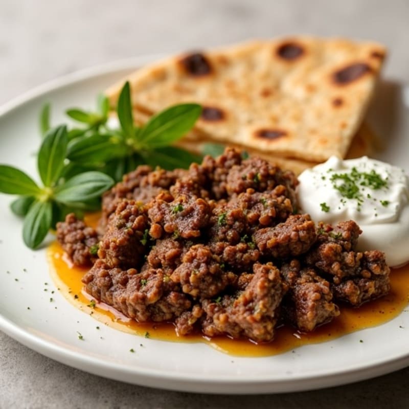 Lean Spiced Ground Lamb with Crispy Herb Flatbread
