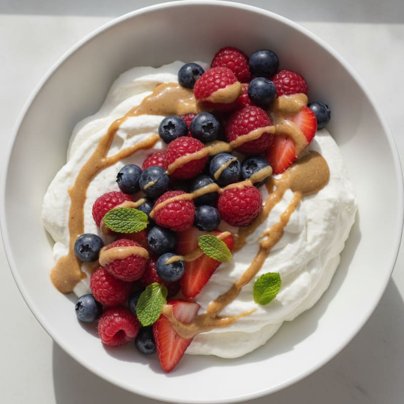 Greek Yogurt Protein Mousse with Mixed Berries